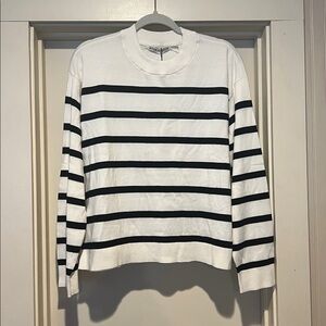 Alice + Olivia Patterson Easy Pullover Black and White Sweater